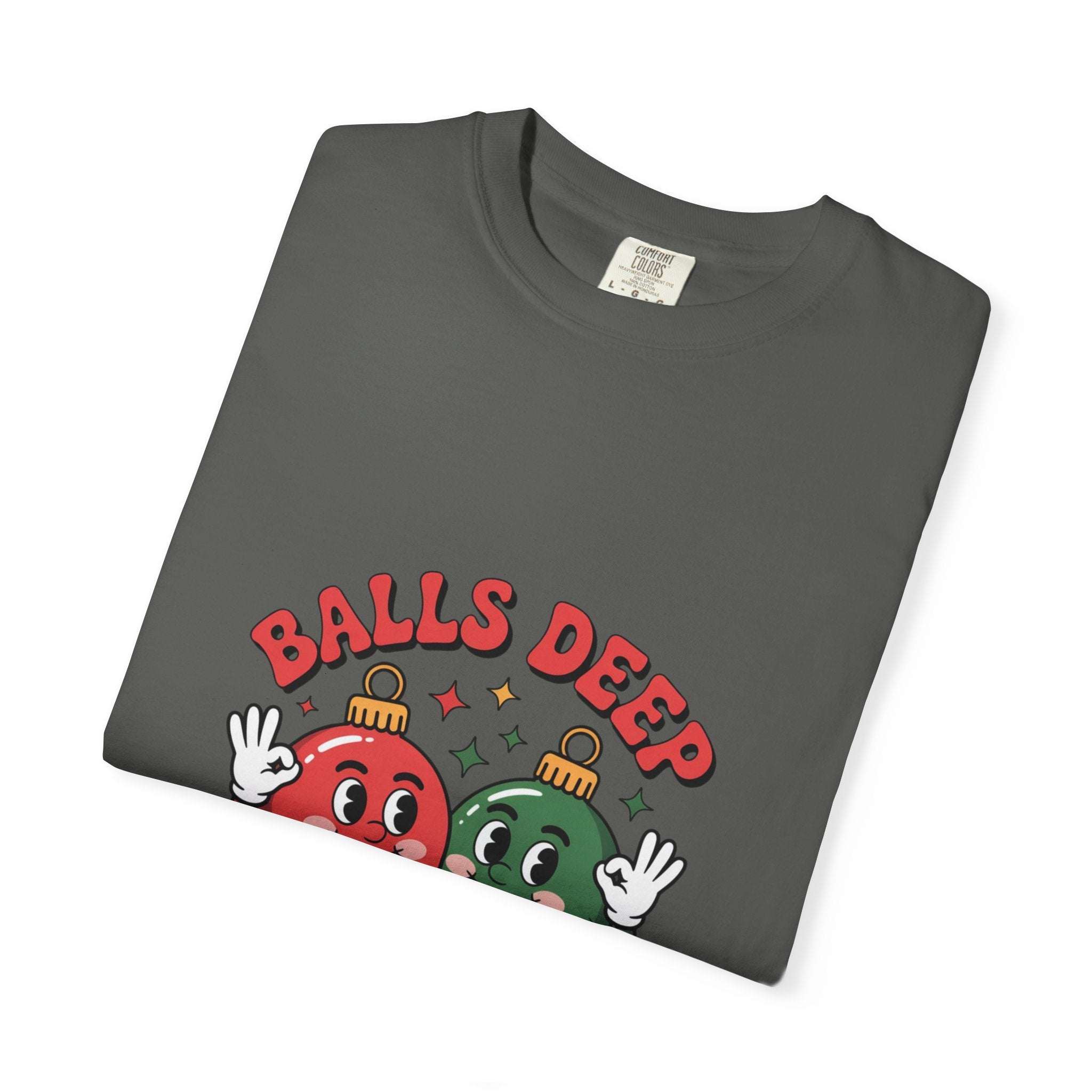 Balls Deep In Christmas Spirit T-shirt - Red Funny Holiday Tee