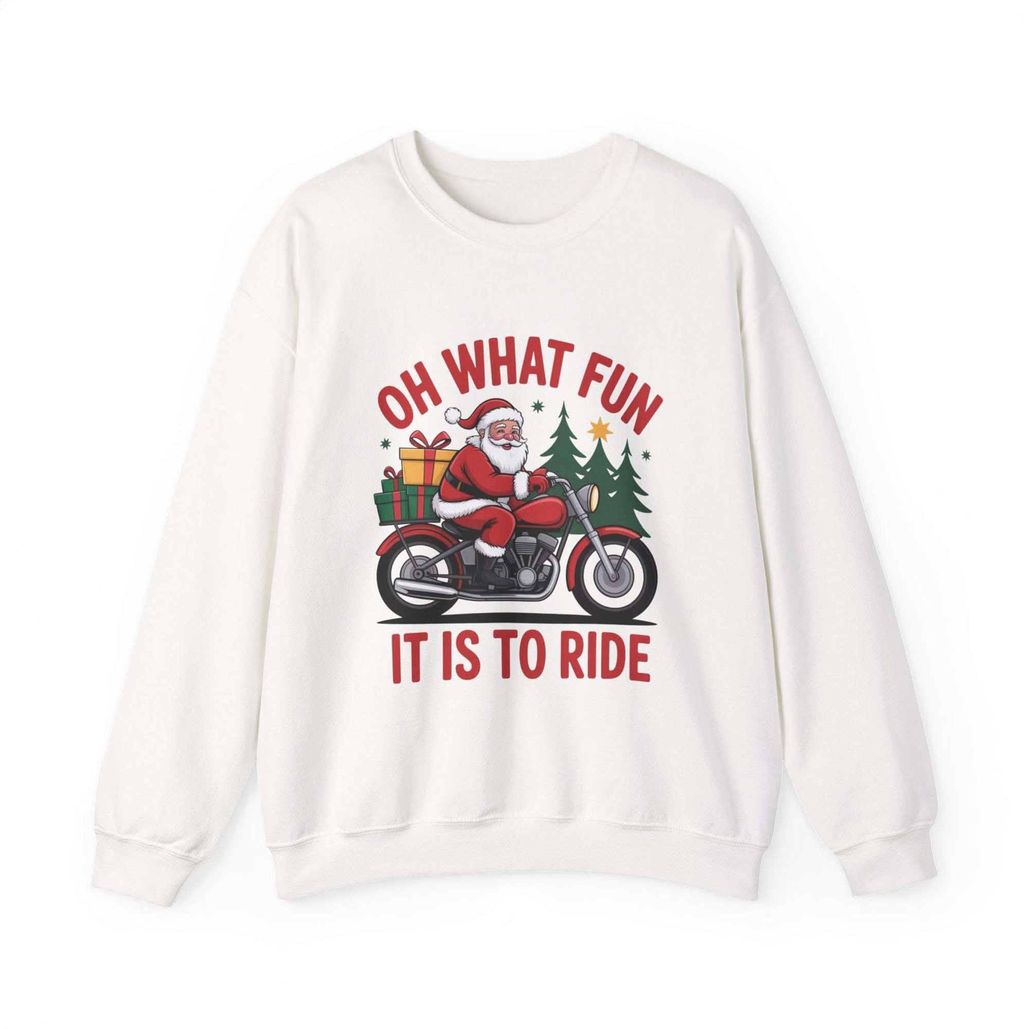 Black Christmas Santa sweatshirt by Printify, cozy crewneck pullover for winter wear, available in sizes S, M, L