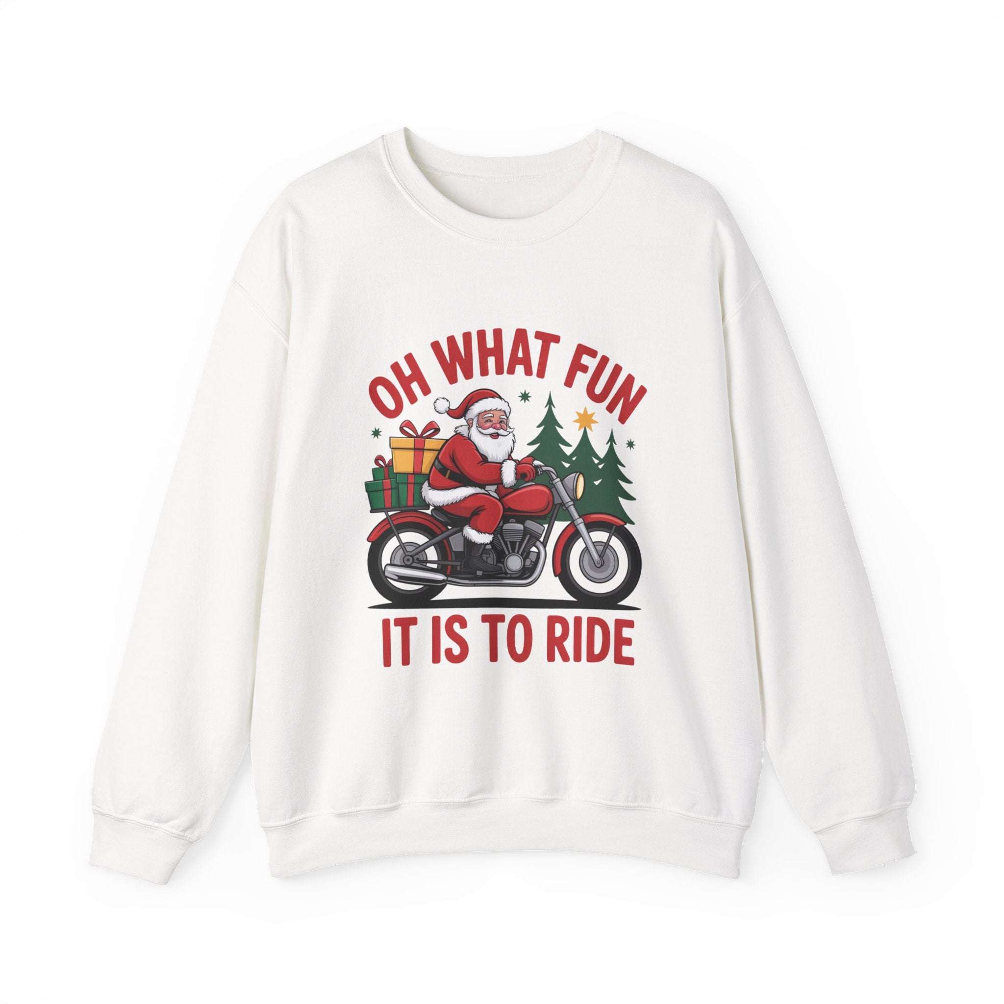 Black Christmas Santa sweatshirt by Printify, cozy crewneck pullover for winter wear, available in sizes S, M, L