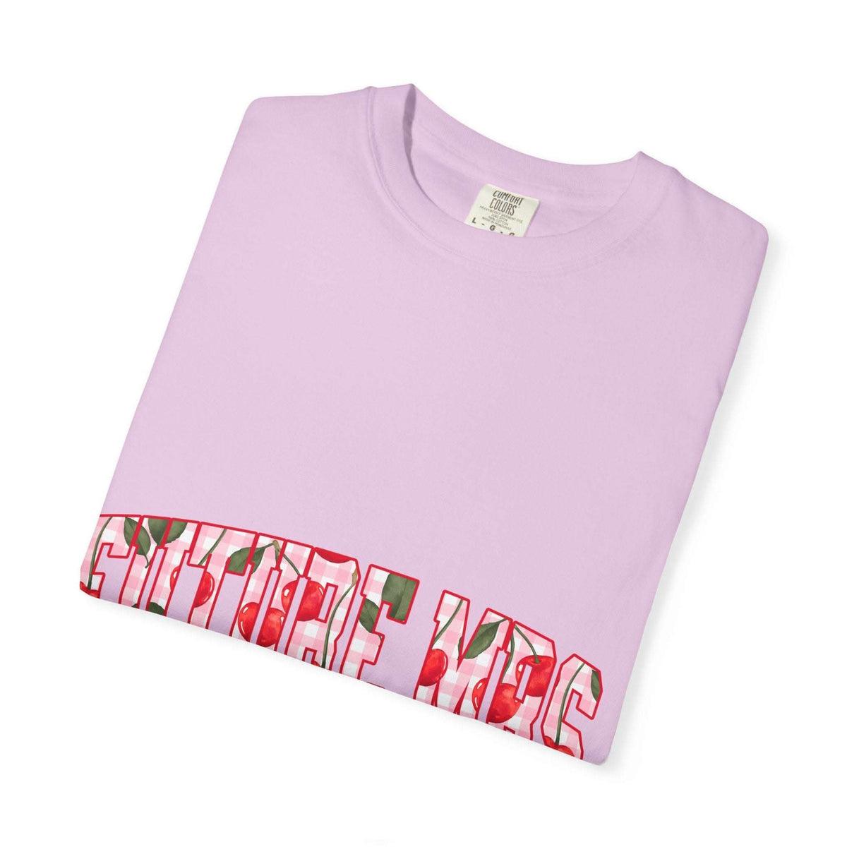 Future Mrs Cherry T-Shirt in muted colors for brides-to-be with relaxed fit and soft cotton fabric