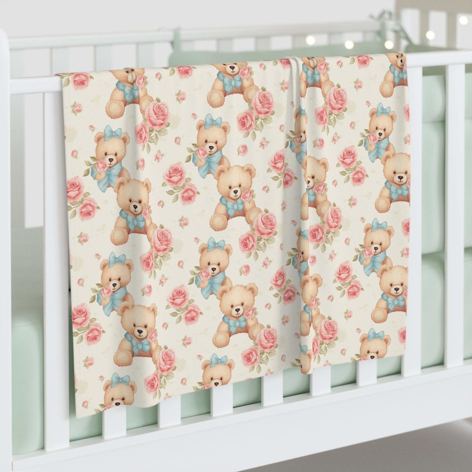 Floral teddy bear swaddle blanket soft breathable newborn wrap