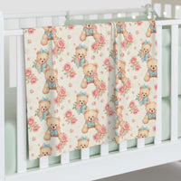 Floral teddy bear swaddle blanket soft breathable newborn wrap
