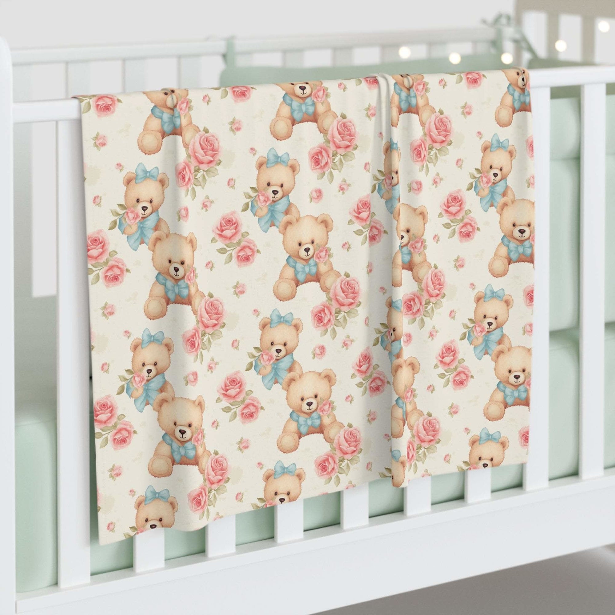 Floral teddy bear swaddle blanket soft breathable newborn wrap