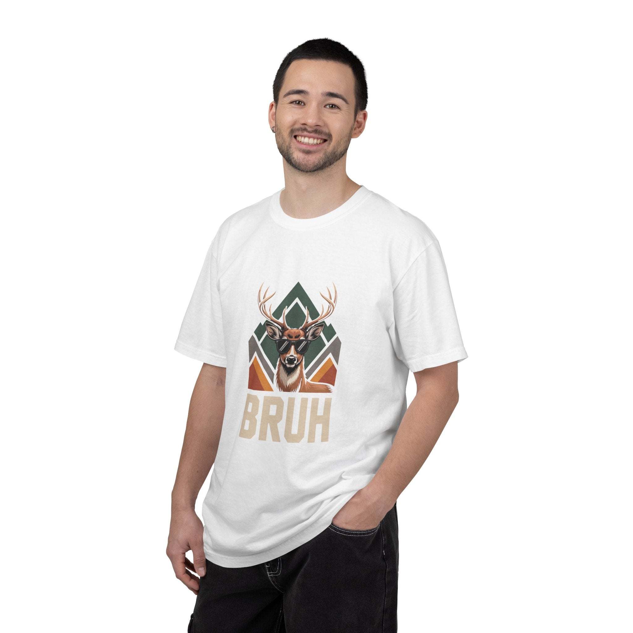 Bruh Deer T-Shirt with funny deer graphic in soft washed color and relaxed heavyweight fit