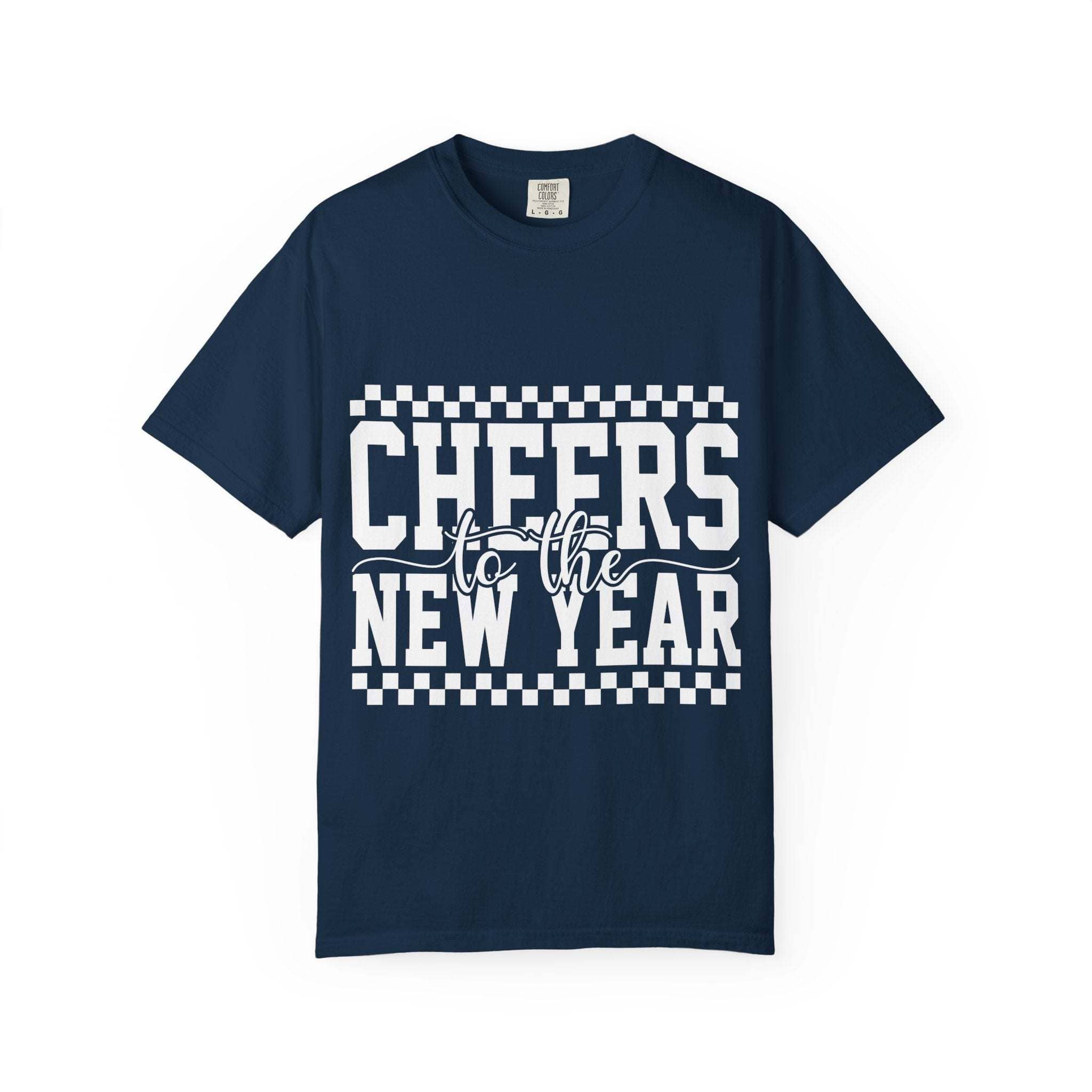 Relaxed fit Cheers for the New Year T-Shirt with vintage garment-dyed look and soft fabric for intimate celebrations and casual winter wear