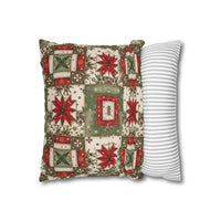 Patchwork Christmas Star pillowcase with warm tones and geometric holiday design