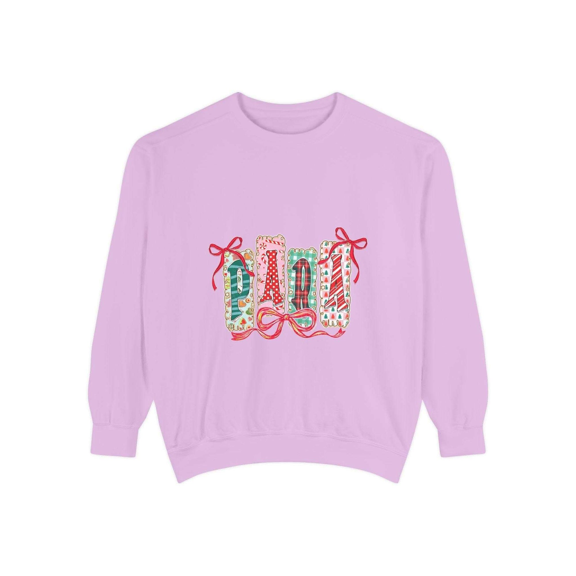 Preppy Christmas sweatshirt in Butter color, cozy fabric, featuring a festive design, by Printify