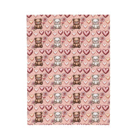 Kawaii Milk and Mocha Bears velveteen plush blanket with cute sleepy bear duo in pastel tones
