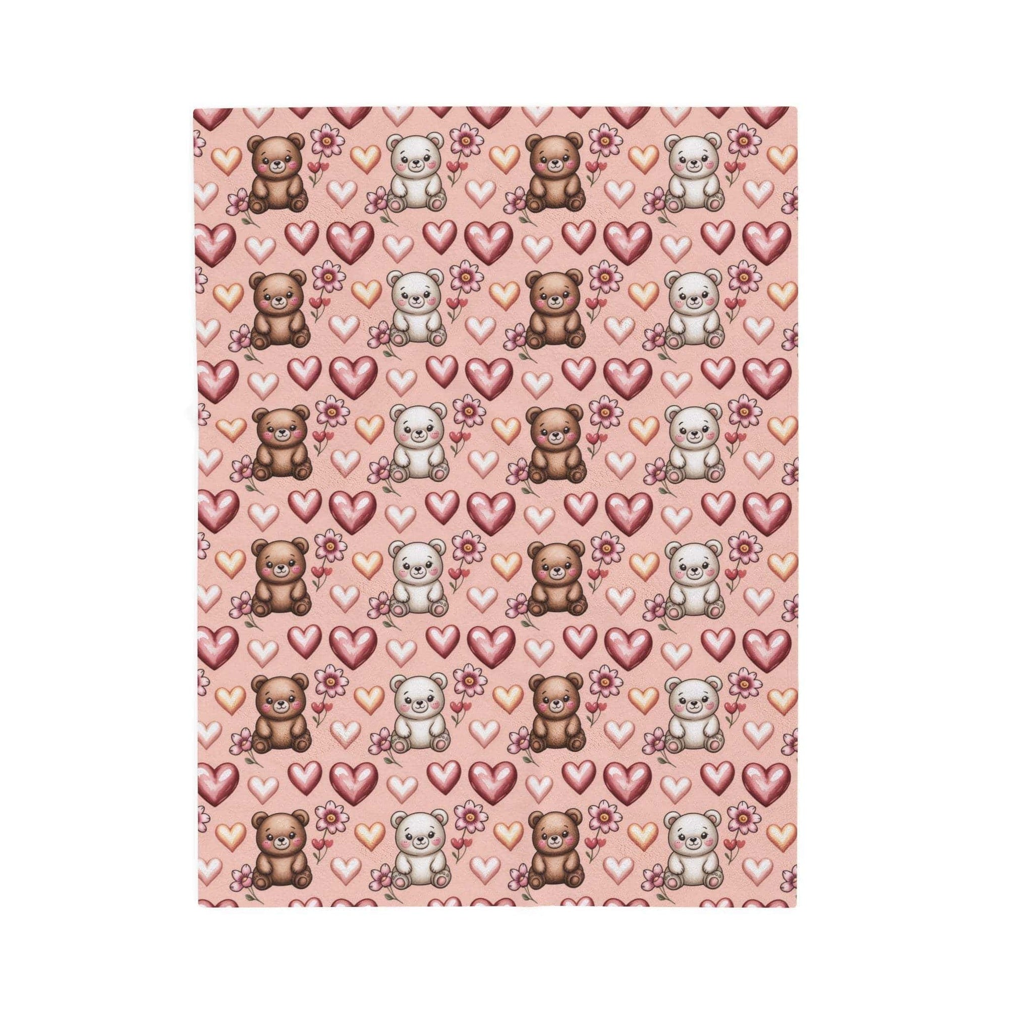 Kawaii Milk and Mocha Bears velveteen plush blanket with cute sleepy bear duo in pastel tones