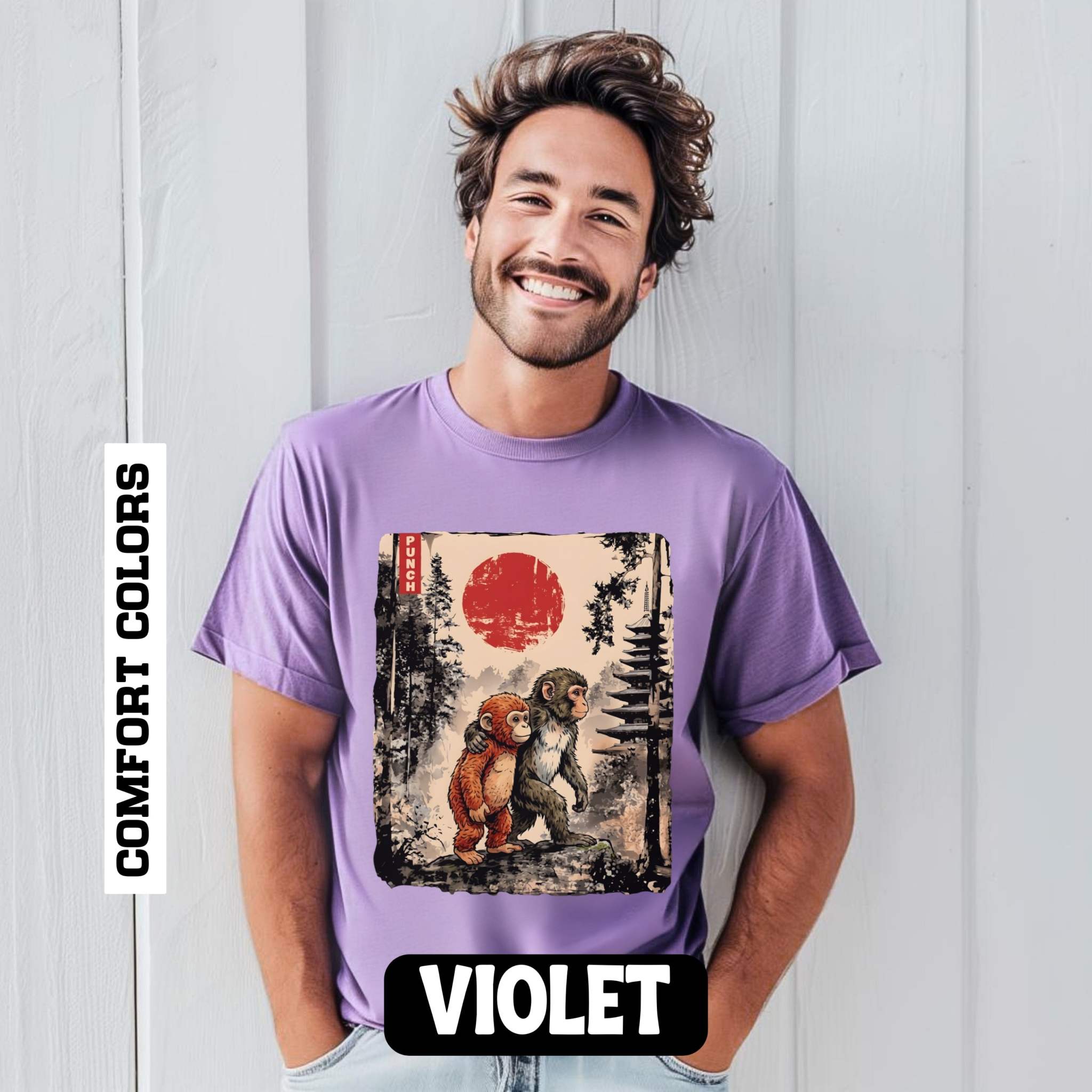 Kawaii Monkey Shirt, Japanese Ukiyoe Animal Tee