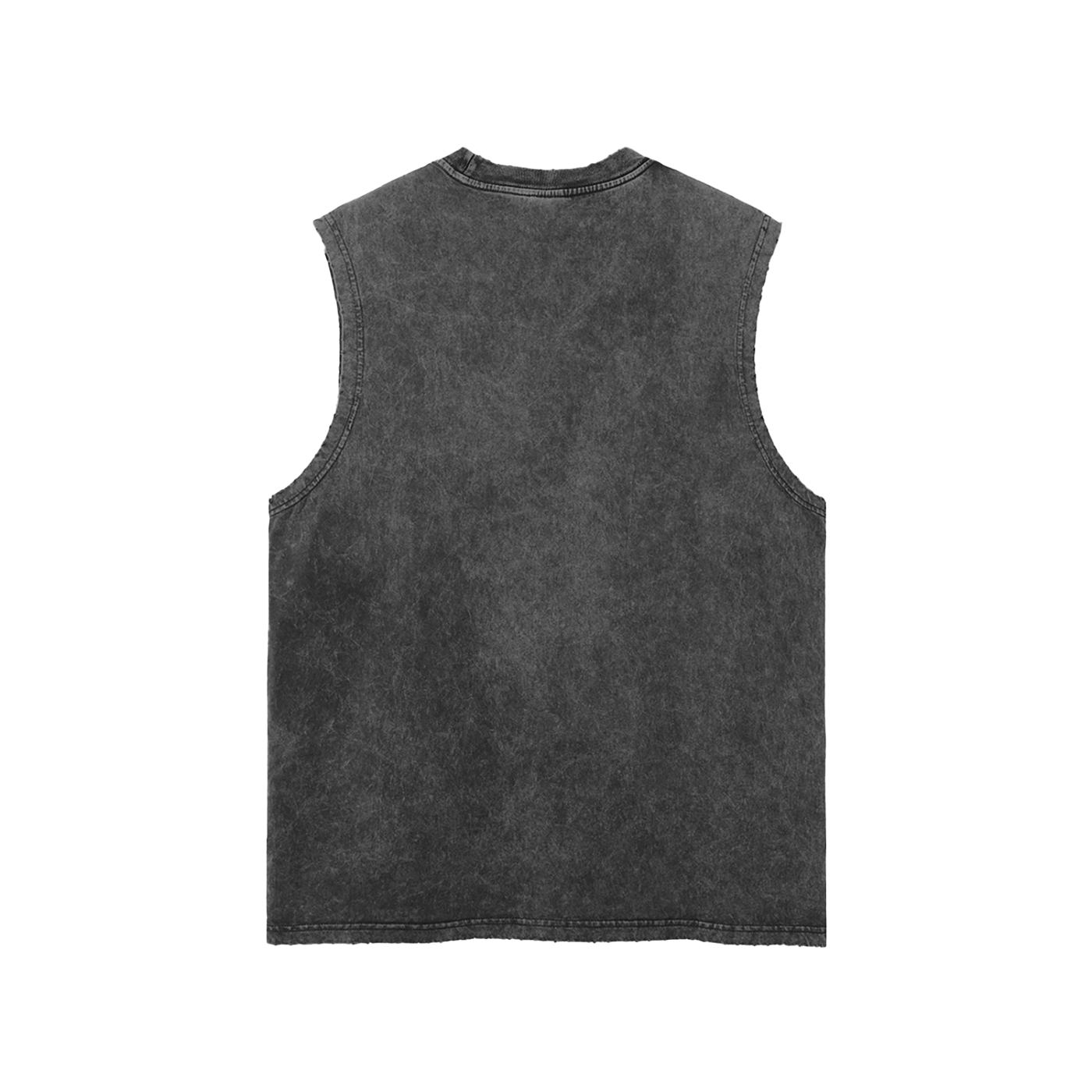 Snow Washed Frayed Hem Tank Top – Unisex Cotton Sleeveless Shirt