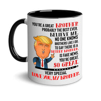Trump-inspired coffee mug with bold political design on durable ceramic
