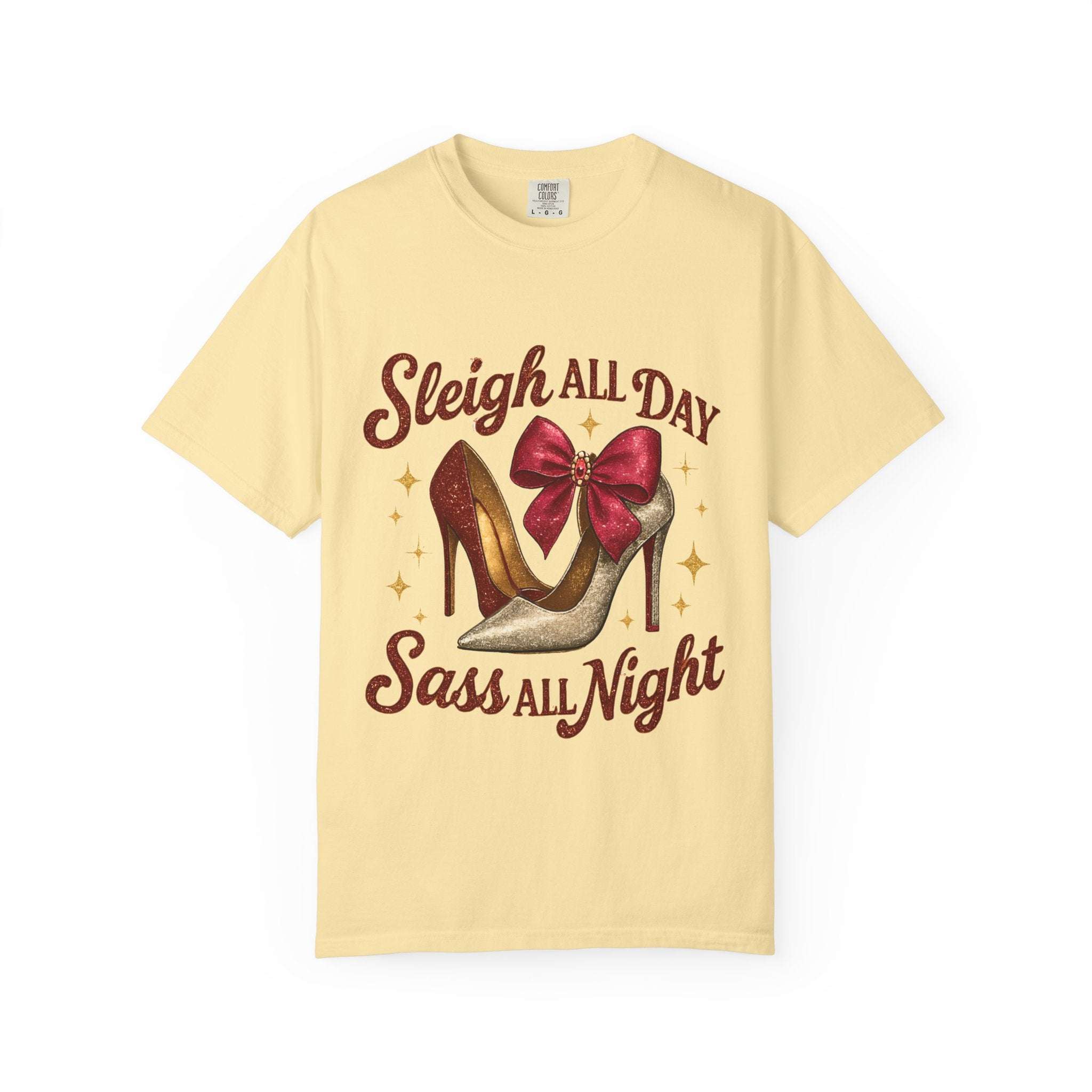 Black unisex t-shirt with 'Sass All Night' graphic by Printify, perfect for casual wear