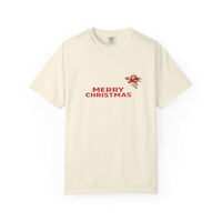 Unisex black Anime Christmas Santa T-shirt with festive design and short sleeves