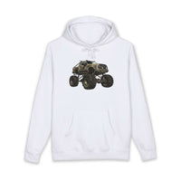 American Flag Monster Truck hoodie with camouflage truck graphic and distressed flag design