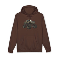 American Flag Monster Truck hoodie with camouflage design and distressed flag background
