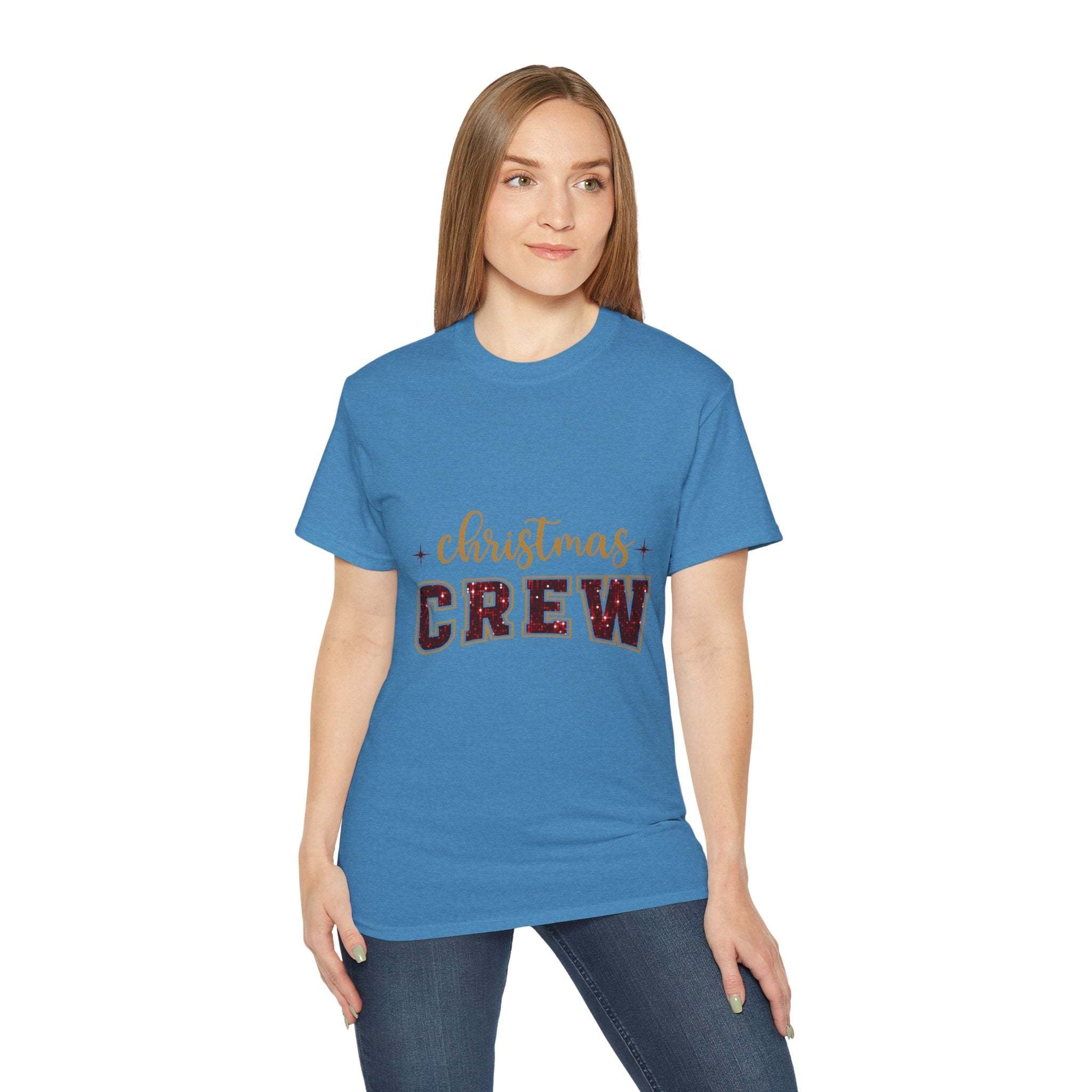 Christmas Crew Faux Glitter Tee - Festive Holiday T-Shirt