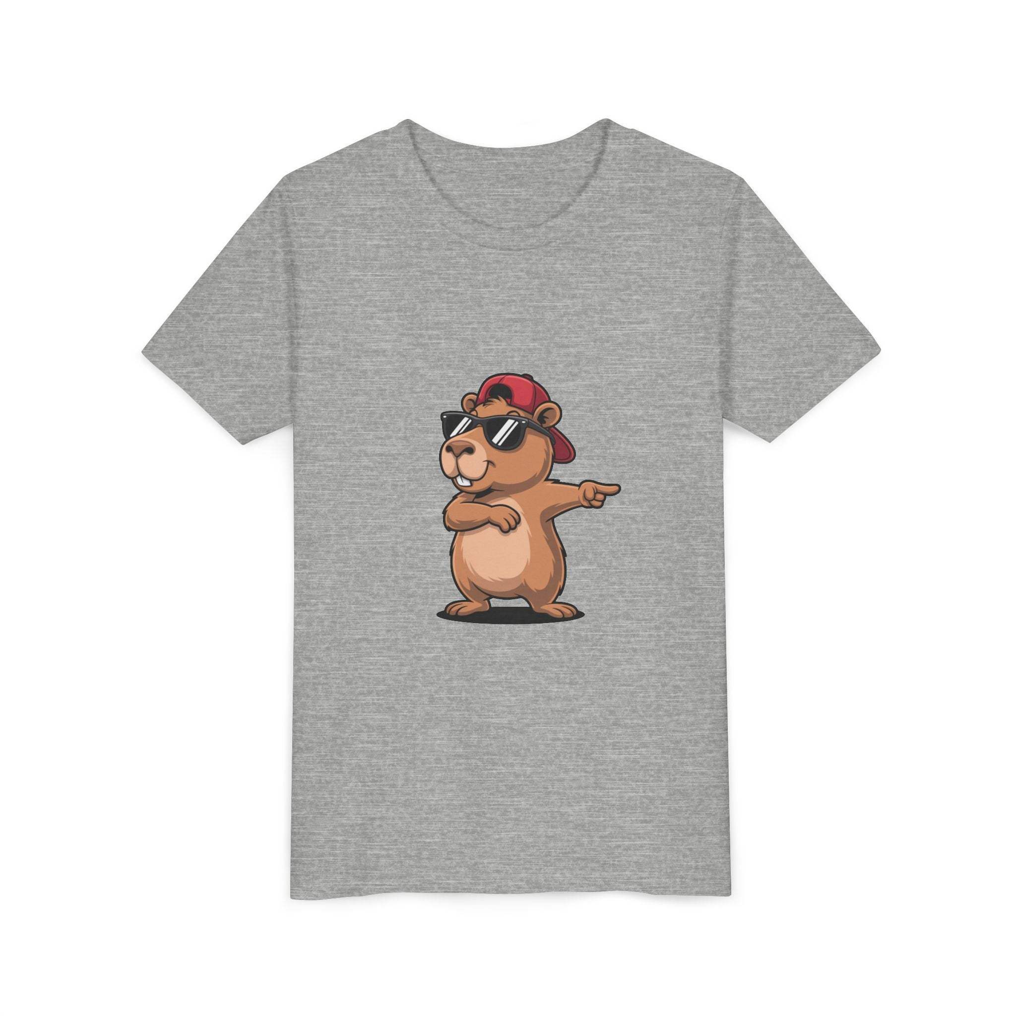 Cool capybara wearing hat and sunglasses on soft cotton youth tee