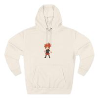 Fleece hoodie featuring Anime Power Girl design in black, perfect for cozy casual wear at anime conventions.