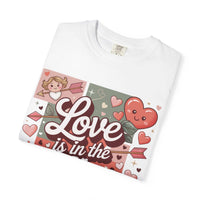 Valentine's T-shirt with Love Is in the Air heart collage and vintage look