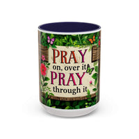 Mug with floral design and motivational quote on a white background