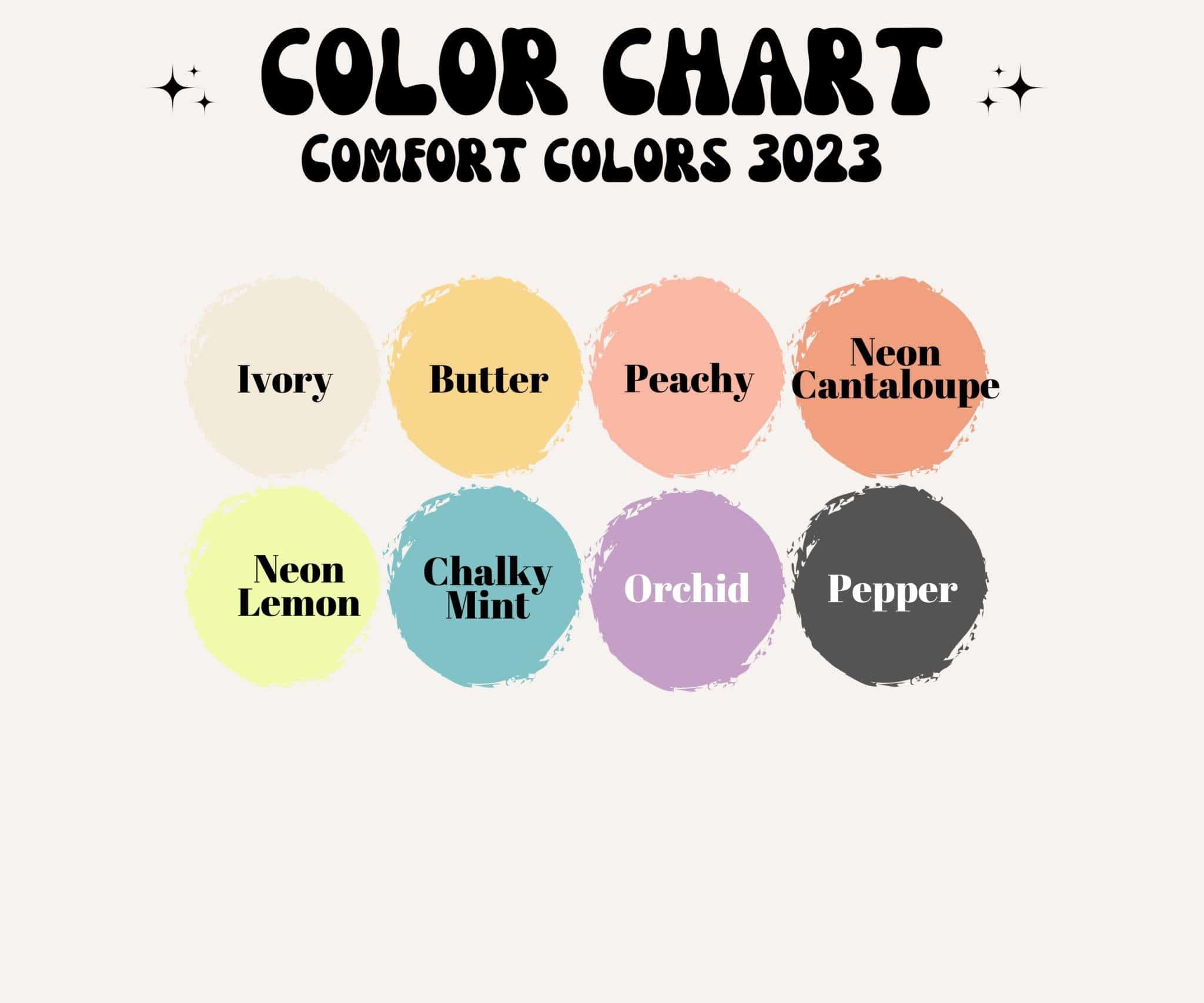 Tee Blessed be the Peacemakers women's boxy shirt color chart with ivory, butter, peachy, neon cantaloupe, neon lemon, chalky mint, orchid, and pepper options