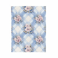 Floral pastel velveteen plush blanket in light blue and pink by Printify, featuring feminine design and cozy fabric.