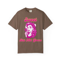 Black t-shirt with 'Sweet But Not Yours' bratcore design, made of comfortable cotton, by Printify.