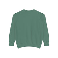 Back view of green Vintage Varsity Merry Christmas unisex sweatshirt made from soft cotton blend fabric