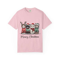 Bay Cat Lover T-shirt with Meowy Christmas design from Printify, perfect festive gift for cat enthusiasts.