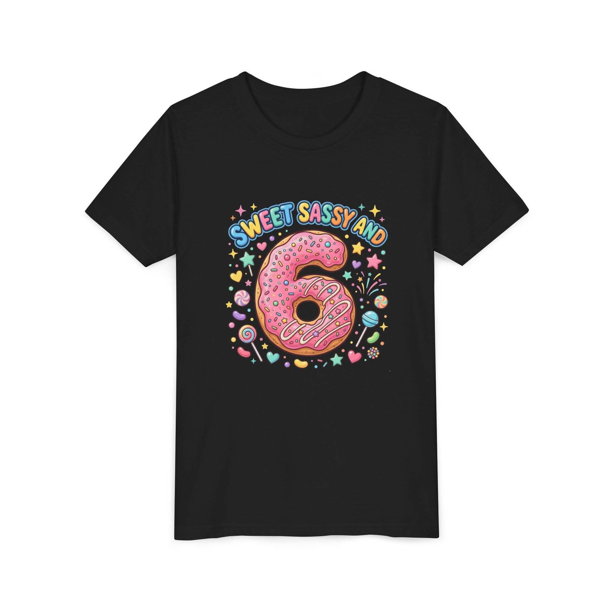 Sweet Sassy and 6 Youth Tee | Donut Number Six Birthday Shirt