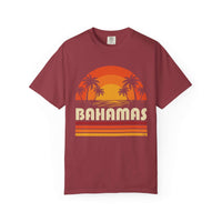 Bahamas Retro Sunset T-shirt | Palm Tree Beach Vacation Tee