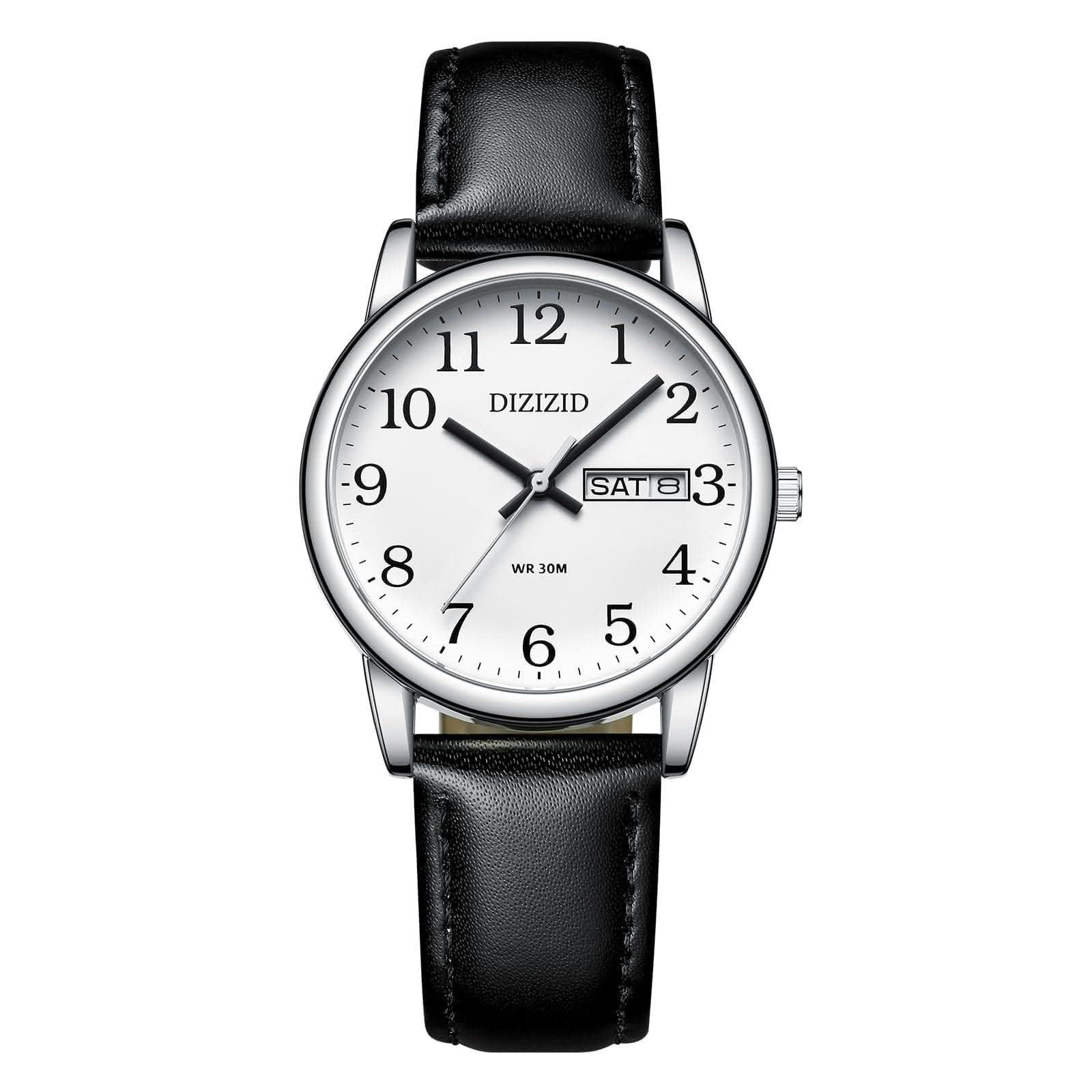 Sleek mens watch with leather band and analog dial for casual and formal wear