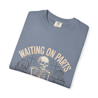 Vintage garment-dyed Waiting on Parts TShirt mechanic tee with faded text and relaxed fit