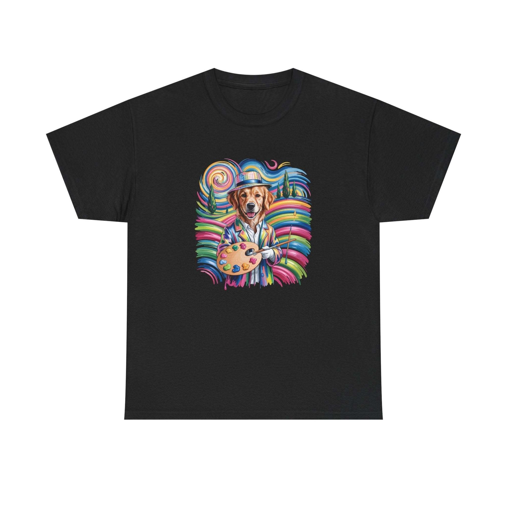 Colorful Artist Dog T-Shirt | Painter Palette, Rainbow Swirls