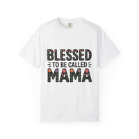Floral "Blessed To Be Called Mama" T-Shirt with vintage wash and soft floral lettering celebrating motherhood