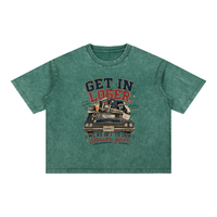 Mineral wash boxy cotton t-shirt with senior year 2027 graphic and oversized fit