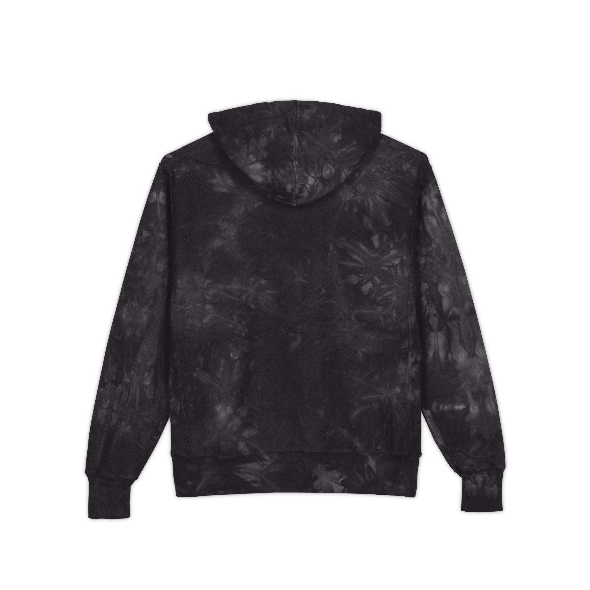 Mulled Berry tie-dye hoodie with 'Good Vibes Only' embroidery by Printify