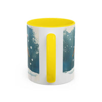 Mug with a yellow interior and handle on a white background