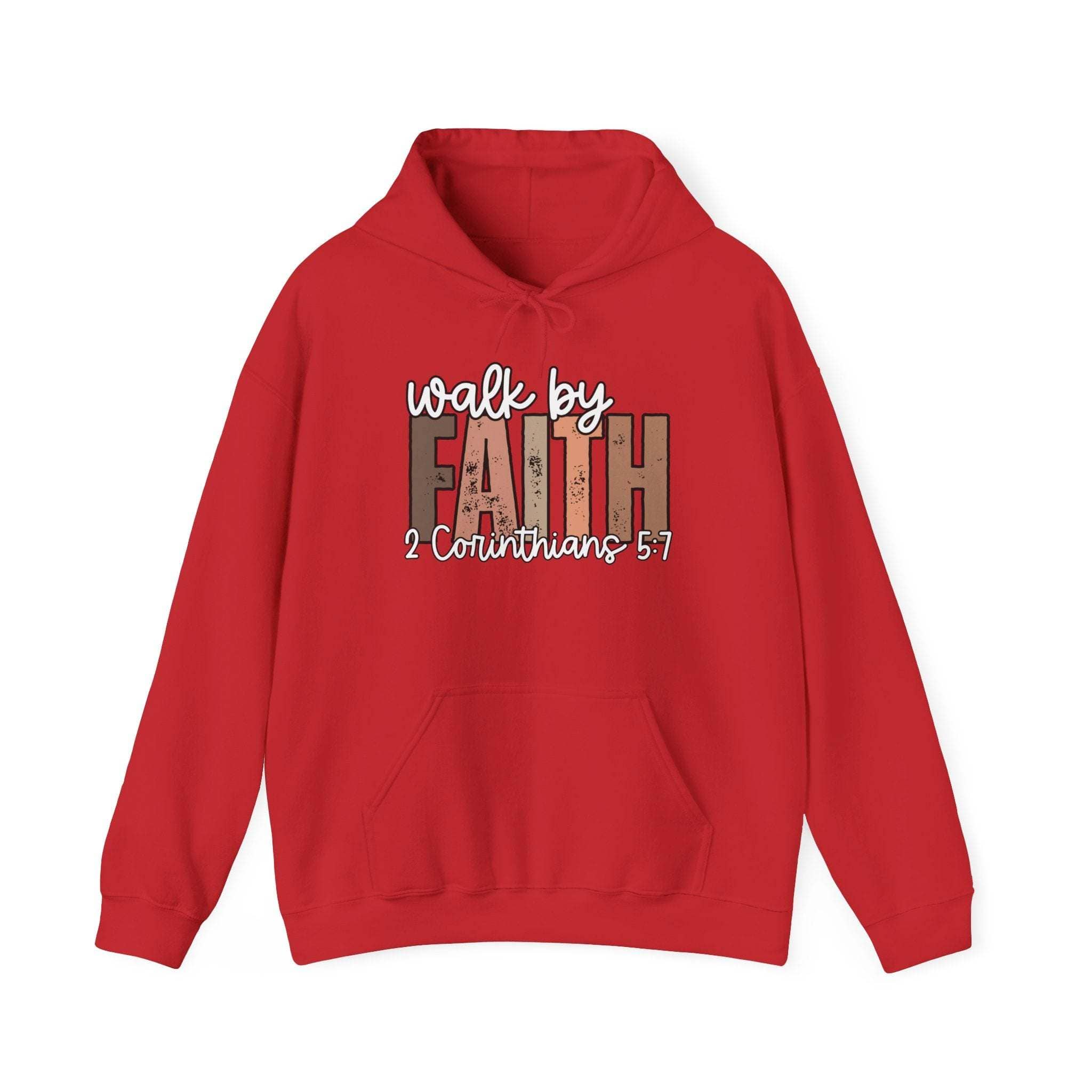 Faith Over Fear Hoodie with Walk by Faith inspirational Christian design on cozy sweatshirt