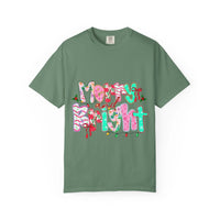 Green Merry and Bright T-shirt with festive holiday design, made of 100% US cotton, unisex and relaxed fit.