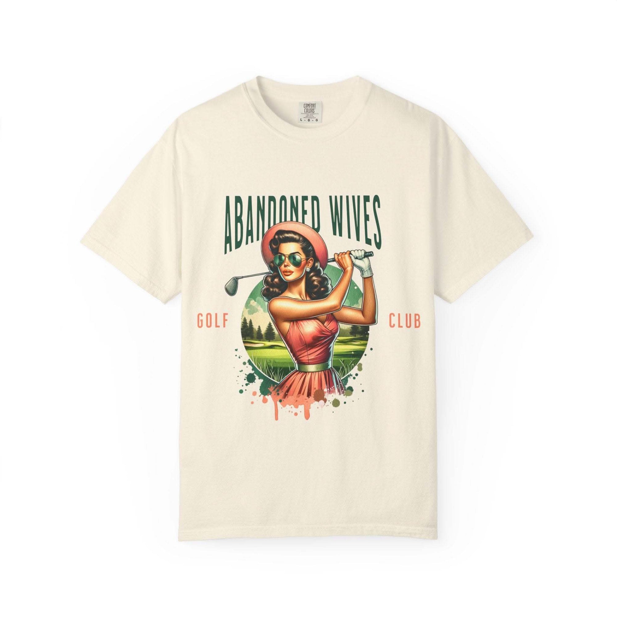 Vintage unisex t-shirt with Abandoned Wives Golf Club graphic and retro design