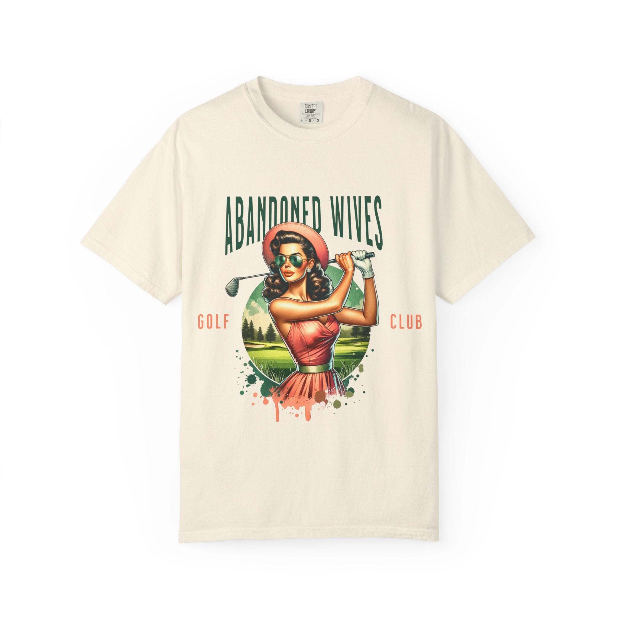 Vintage unisex t-shirt with Abandoned Wives Golf Club graphic and retro design