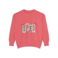 Pepper garment-dyed sweatshirt for preppy SPED teachers, featuring a festive Christmas design by Printify