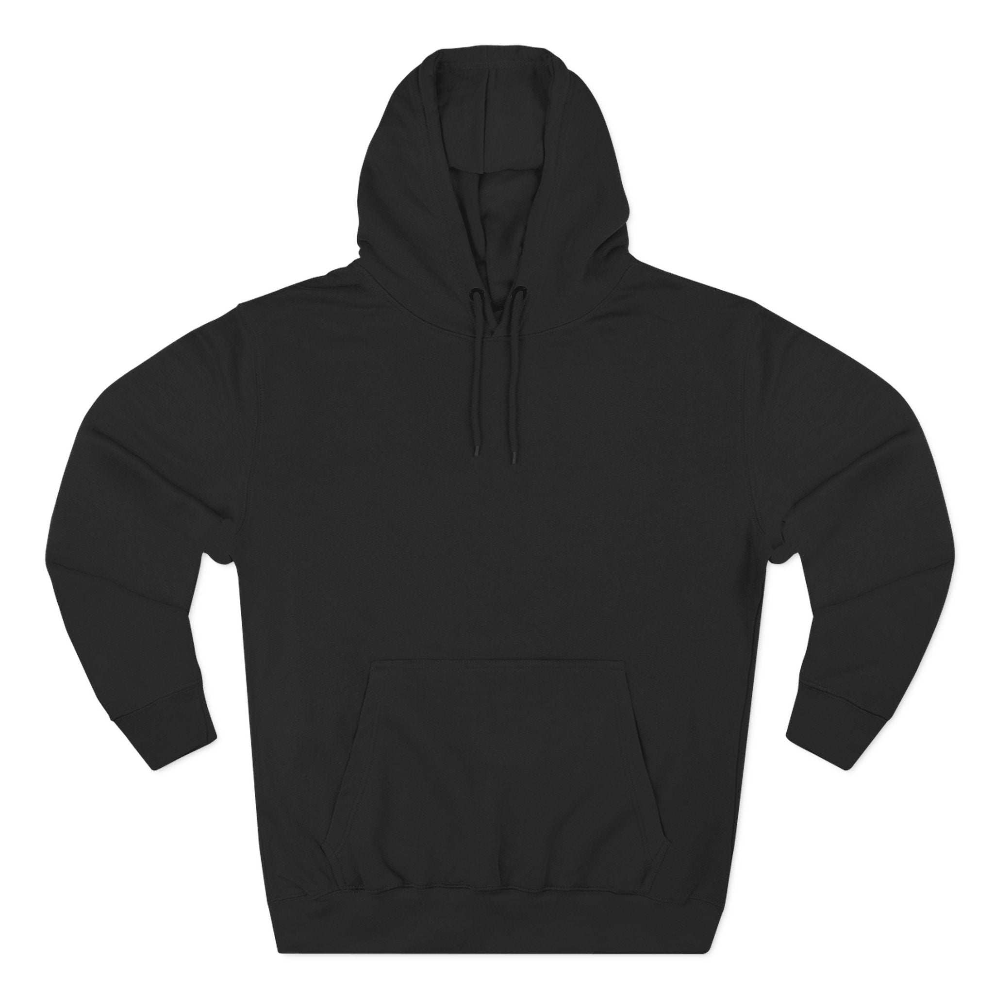 Black fleece hoodie with 'Festive But Feral' design by Printify, perfect for casual holiday wear.
