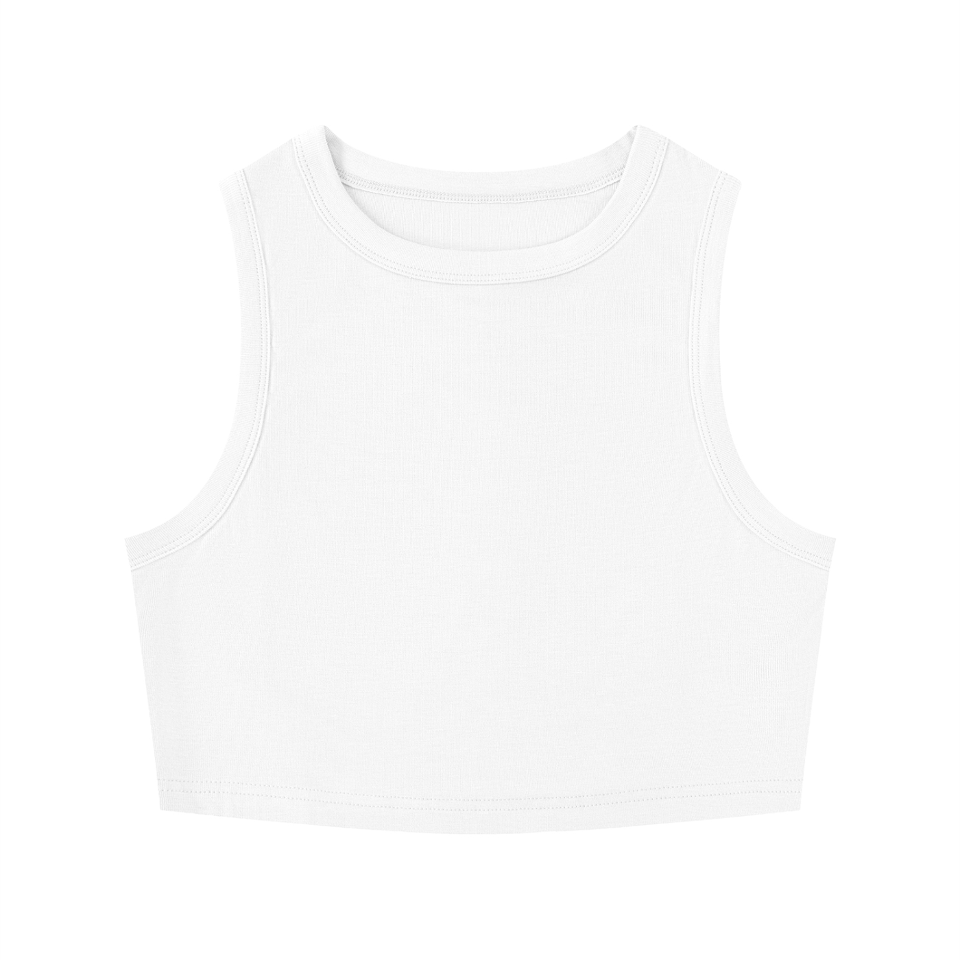 Black women's tight crewneck crop tank top with ribbed sleeveless bodycon fit