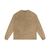 Unisex oversized acid wash long sleeve cotton t-shirt with drop shoulder and round neck design