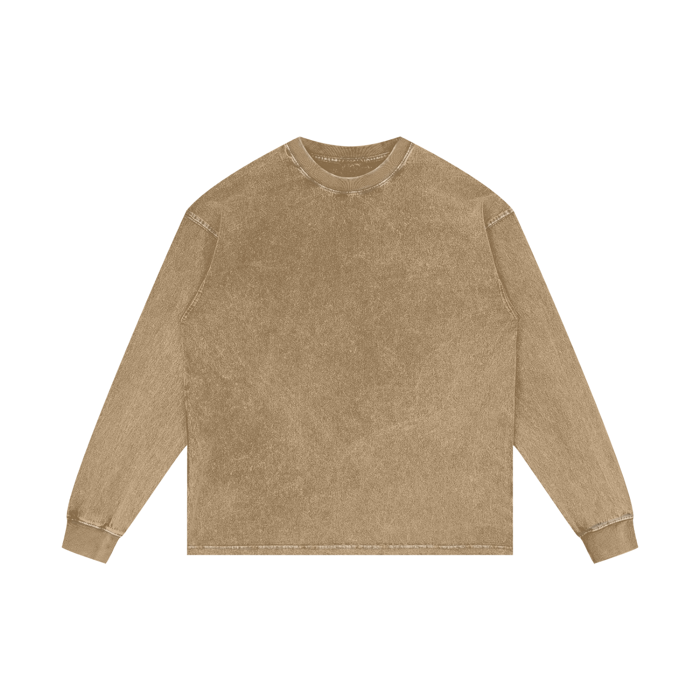 Unisex oversized acid wash long sleeve cotton t-shirt with drop shoulder and round neck design