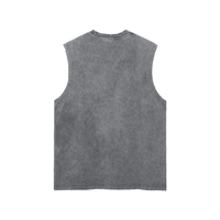 Snow Washed Frayed Hem Tank Top – Unisex Cotton Sleeveless Shirt