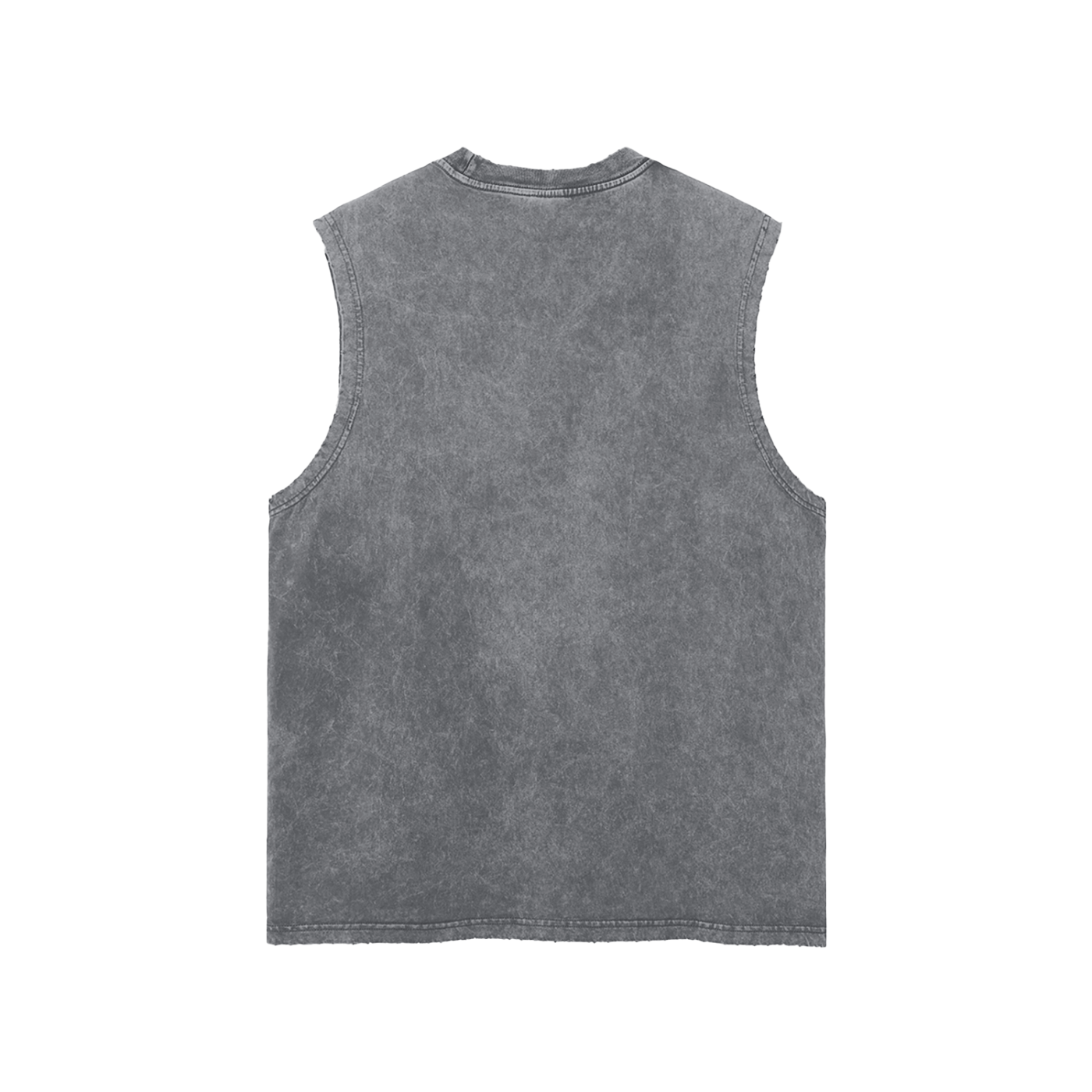 Snow Washed Frayed Hem Tank Top – Unisex Cotton Sleeveless Shirt